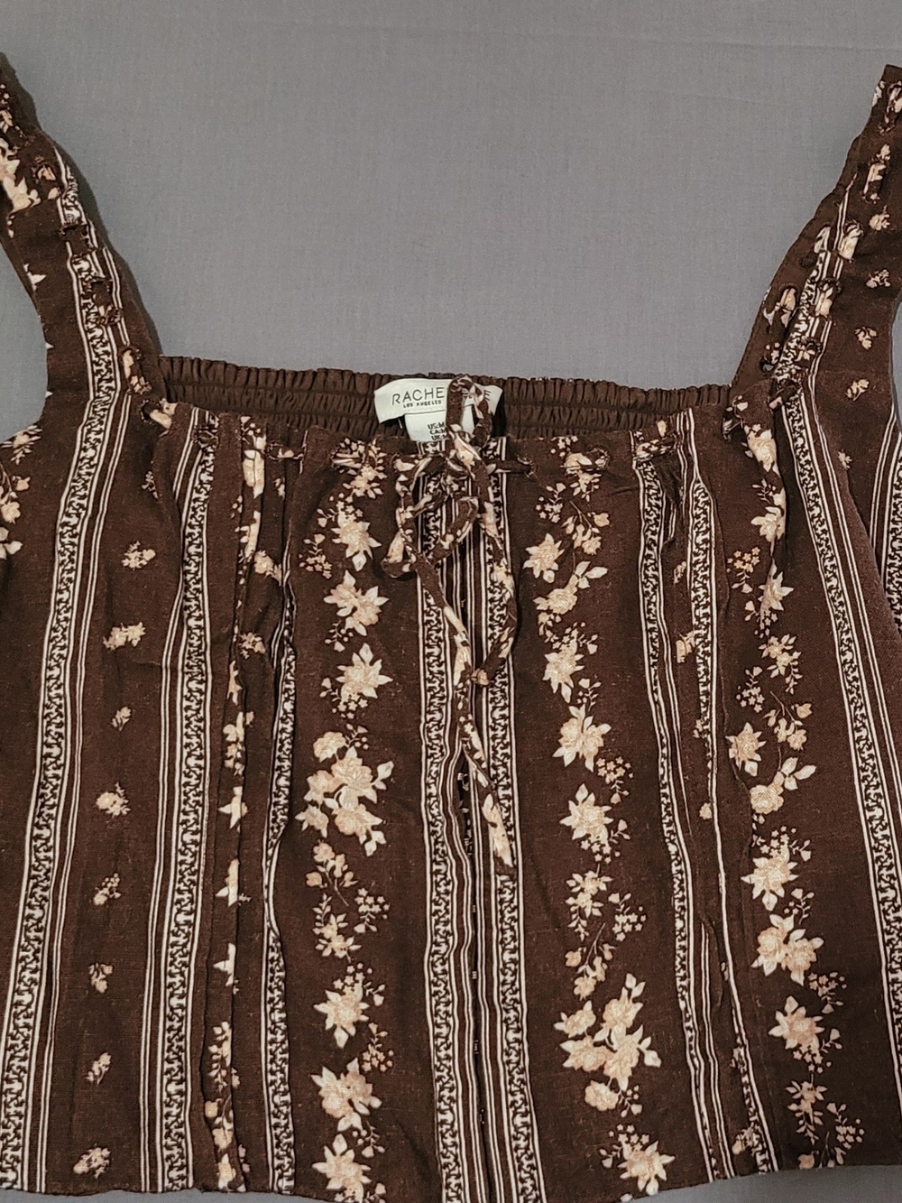 Rachel Zoe Brown Floral Stripe Sleeveless Camisole